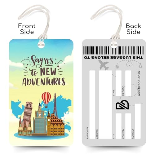 Brandian 01 Qty PVC Luggage Tags & Bag Tags for Suitcases – Clean Minimal Artwork, with Silicon Strap (Multicolour) - Image 3