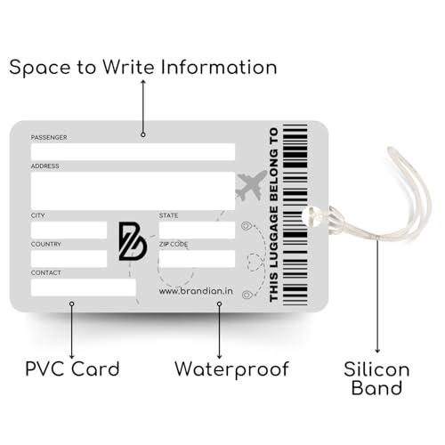 Brandian 01 Qty PVC Luggage Tags & Bag Tags for Suitcases – Clean Minimal Artwork, with Silicon Strap (Multicolour) - Image 4
