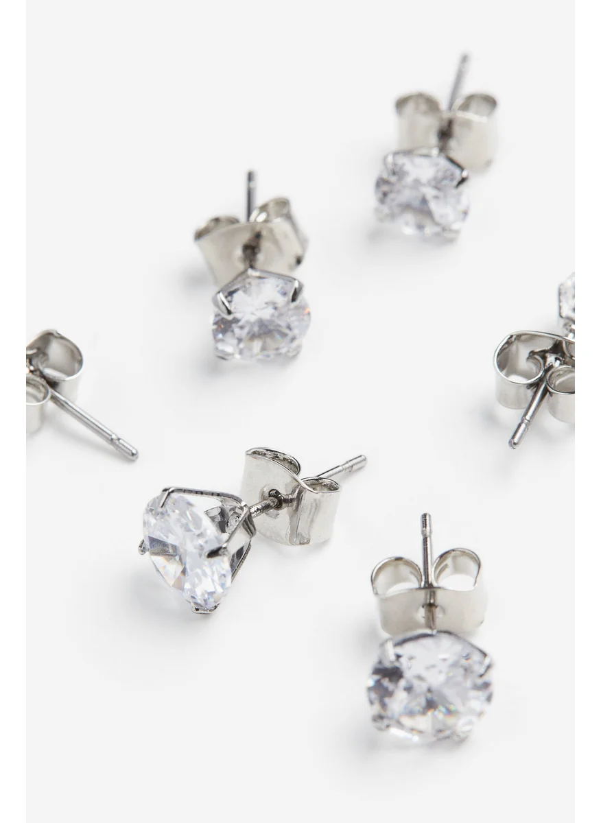 H&M 4 Pairs Rhinestone Stud Earrings