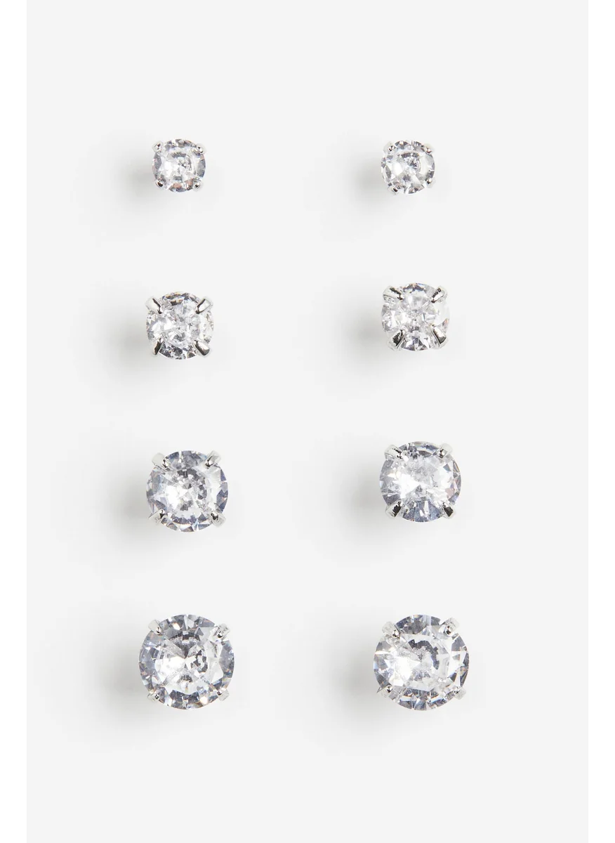 H&M 4 Pairs Rhinestone Stud Earrings
