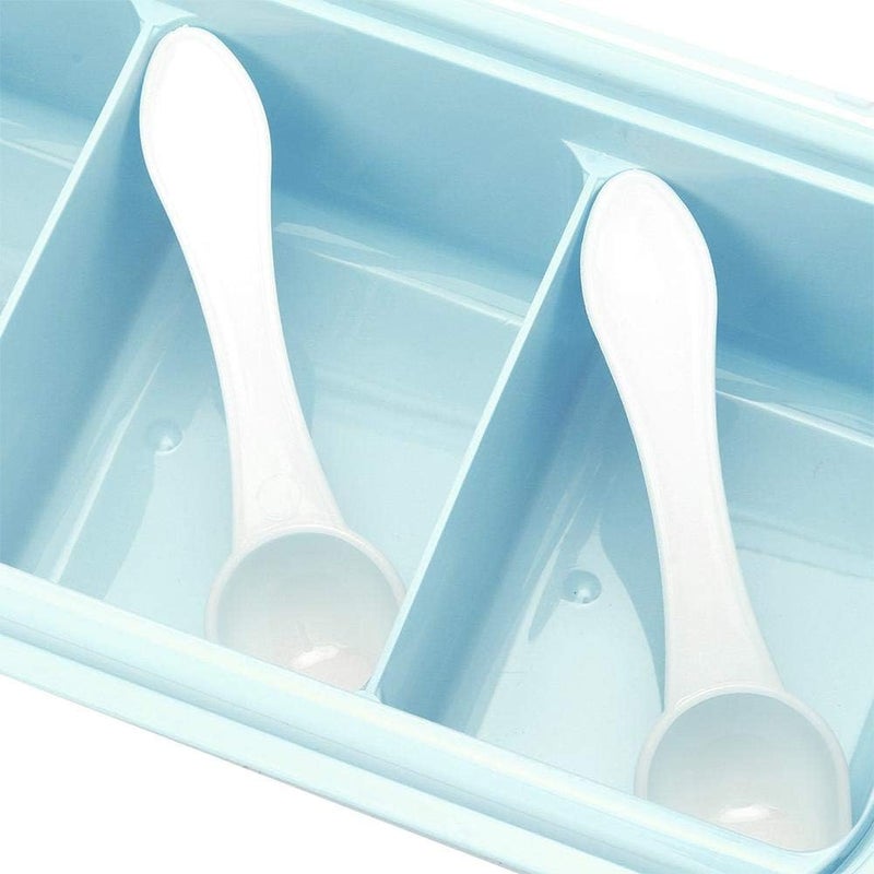 comfrt Spice Rack, Salt Box Seasoning Containers with Lids and Spoon for Kitchen Countertop 4 Compartments(Blue) - Image 3