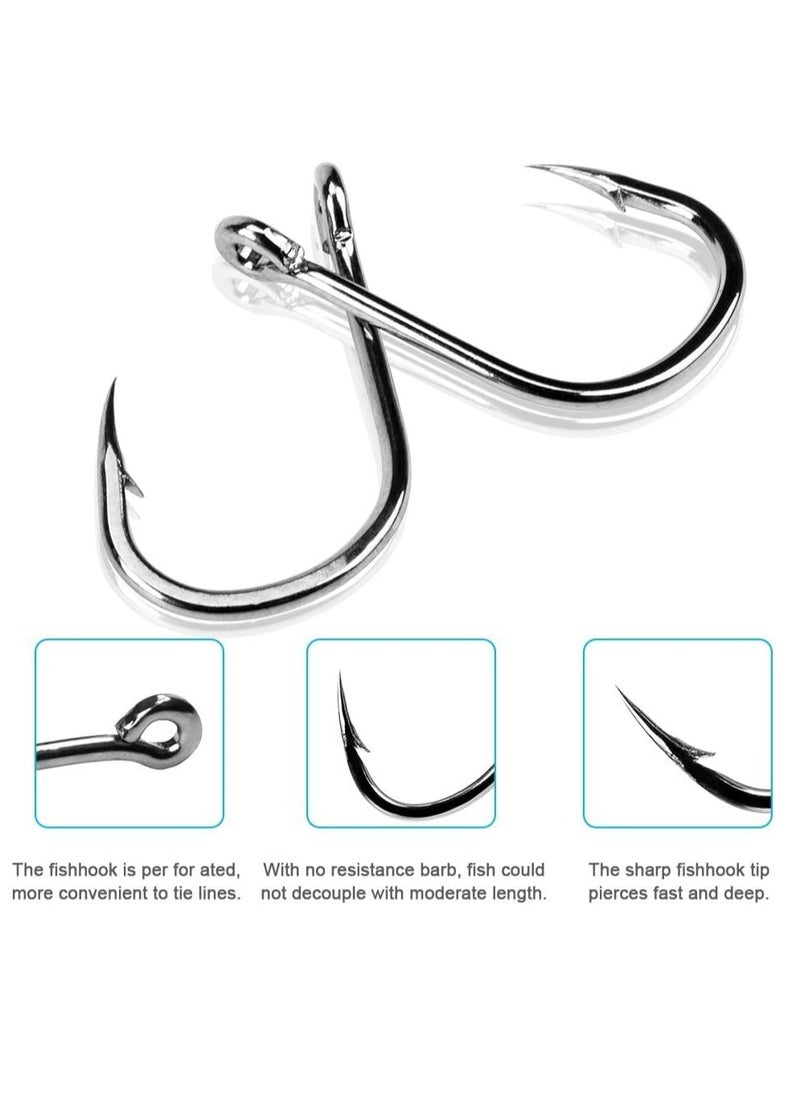 Generic - 500-Piece Premium Fishhooks High Carbon Steel Fishing Hooks with 10 Sizes, Strong Sharp Fish Hook with Barbs, Portable Plastic Box, for Freshwater/Seawater - Image 1
