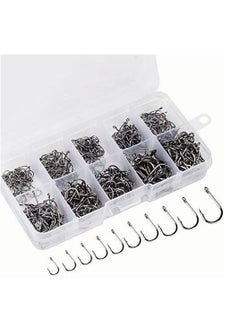 Generic 500-Piece Premium Fishhooks High Carbon Steel Fishing Hooks with 10 Sizes, Strong Sharp Fish Hook with Barbs, Portable Plastic Box, for Freshwater/Seawater  - Image 2