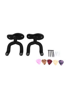 Thoraya 2PCS Guitar Wall Mount Hanger Metal Multifunctional Guitar Hangers Hook with 5 Picks for Ukulele  - Image 1