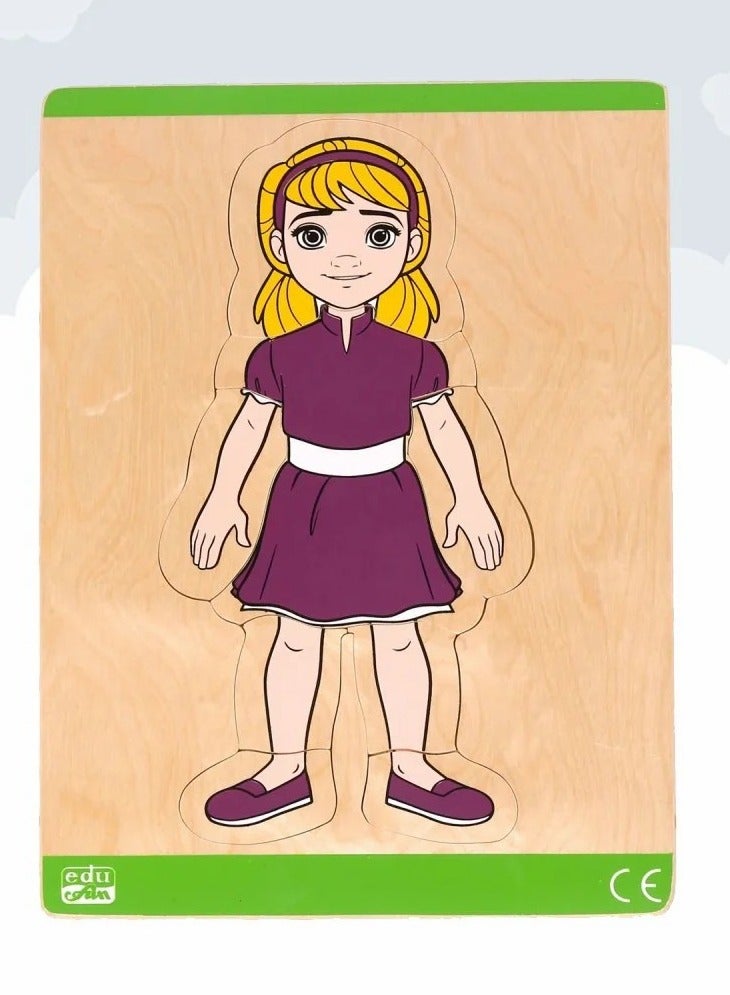 Wooden Educational Body Parts Puzzle - Girls