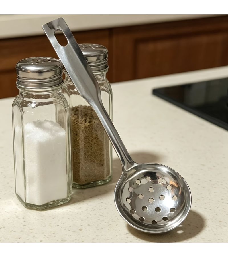 Stainless Steel Caviar Strainer Multi Functional Colander Spoon Egg White Separator Kitchen Hot Pot Skimmer With Hanging Hole 1pc - Image 4