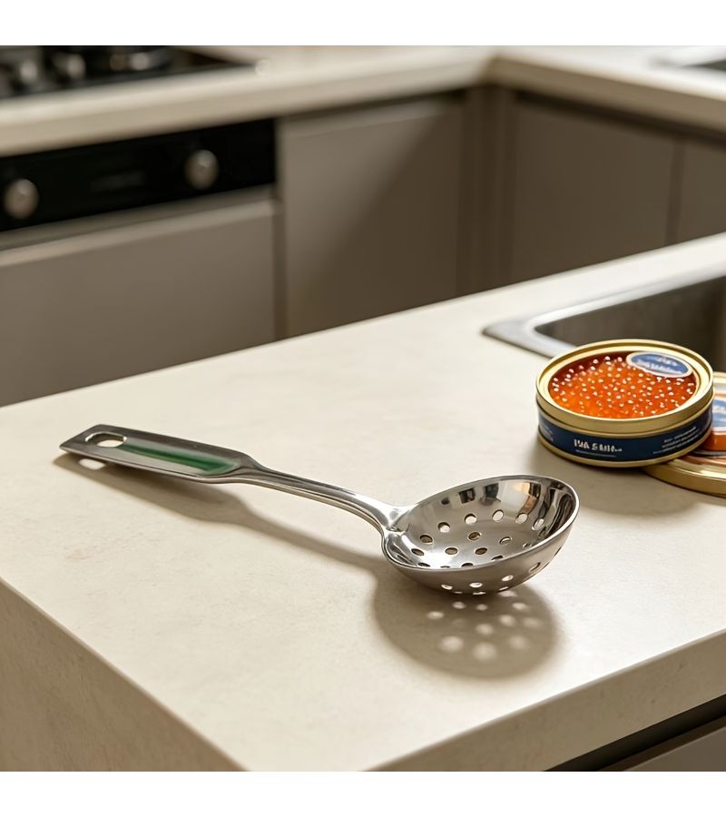 Stainless Steel Caviar Strainer Multi Functional Colander Spoon Egg White Separator Kitchen Hot Pot Skimmer With Hanging Hole 1pc - Image 5