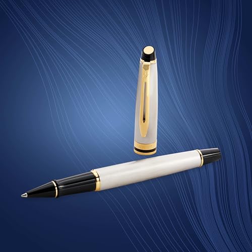 Waterman Expert Rollerball Pen Stainless Steel with 23k Gold Trim Fine Point Black Ink Gift Box - Image 5