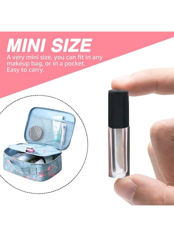 AMORIX 50PCS Mini Lip Gloss Tubes with Wand 1.2ml Empty Lip Gloss Containers Clear Refillable Travel Lip Balm Bottles for Samples with 5ml Syringes DIY Lip Gloss Base + Tag Labels Stickers (Black) - Image 3