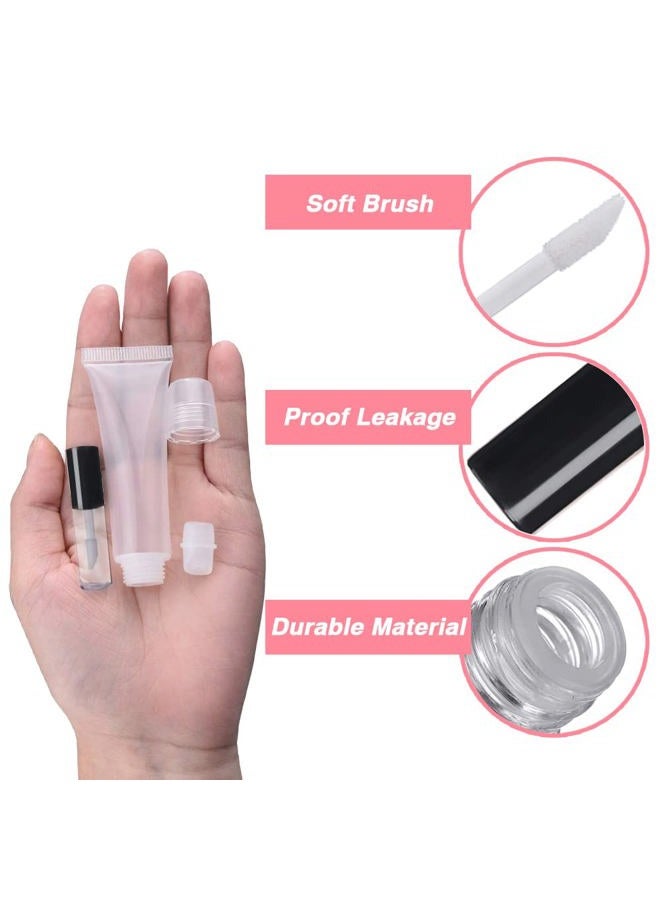 AMORIX 50PCS Mini Lip Gloss Tubes with Wand 1.2ml Empty Lip Gloss Containers Clear Refillable Travel Lip Balm Bottles for Samples with 5ml Syringes DIY Lip Gloss Base + Tag Labels Stickers (Black) - Image 2
