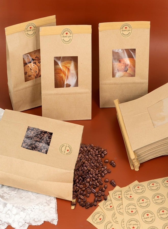Cyblinia 25-Piece Kraft Paper Bags with Window, Tin Tie Tab Locks and Free Stickers (5.9'L x 2.8'W x 9'H) for Food Storage - Image 5
