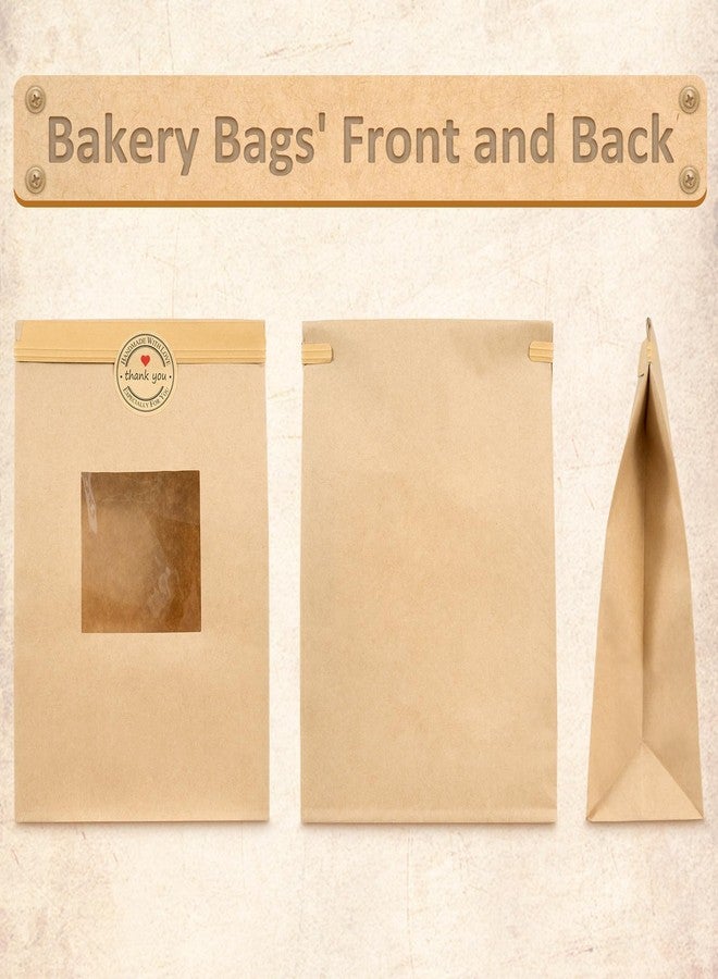 Cyblinia 25-Piece Kraft Paper Bags with Window, Tin Tie Tab Locks and Free Stickers (5.9'L x 2.8'W x 9'H) for Food Storage - Image 3