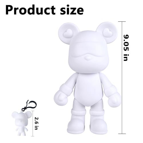 Coniuty DIY Fluid Bear Keychain Painting Set Teddy Bear Figure for Creative Fluid Art and Home Decoration 9 Inch Blank Mold - Image 5