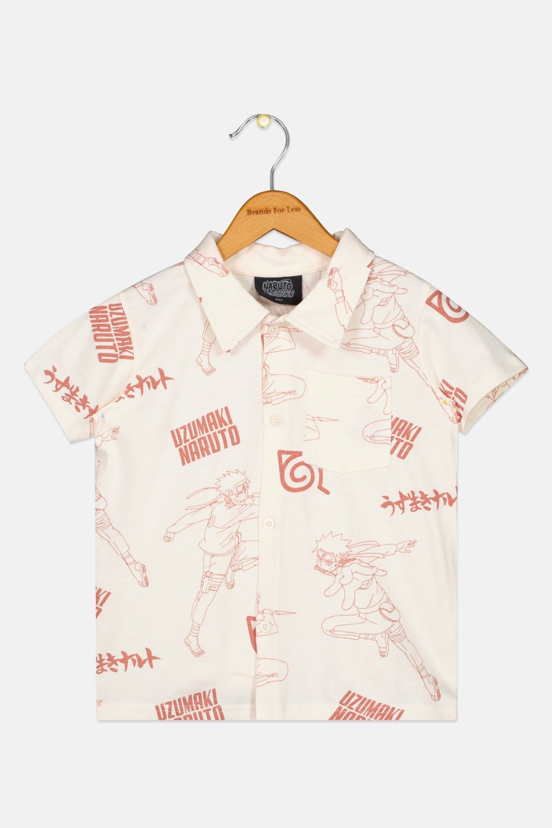 Naruto Shippuden Kids Boy Short Sleeve Graphic Print T-Shirt, Cream - Image 2