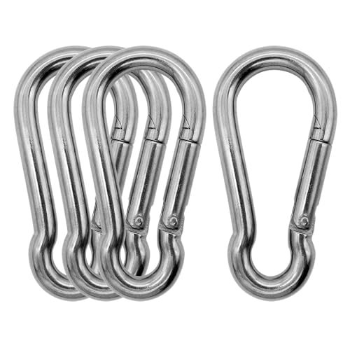 Outmate Marine Grade 316 Stainless Steel Carabiners -3.15 inch Heavy Duty, Durable & Rust-Free Clips for Gym, Swing, Dog Leashes, Hammocks, Keychains, and More(316,M8,Pack of 4) - Image 1