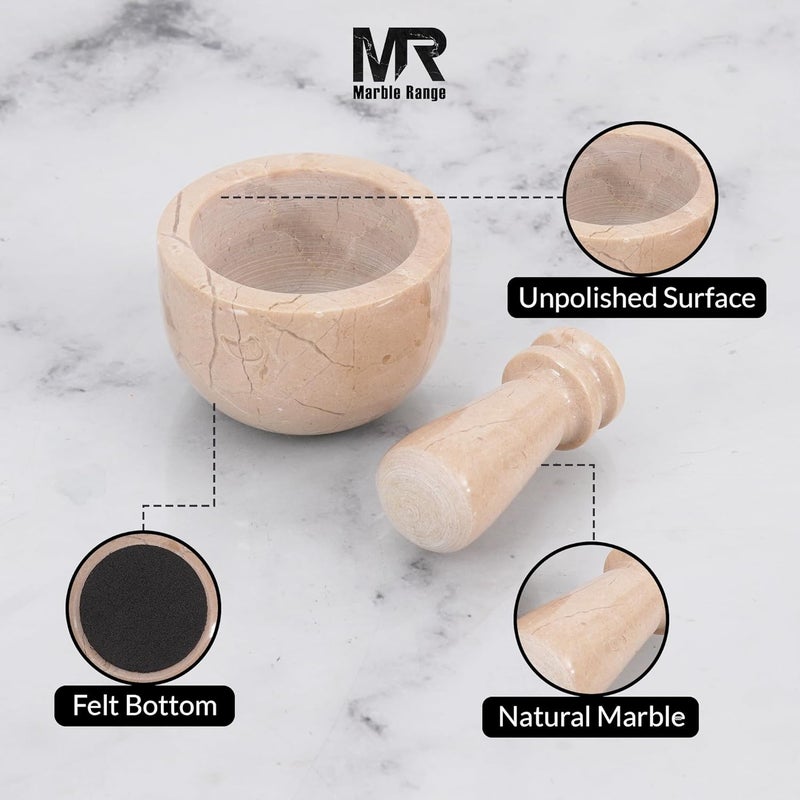 MARBLE RANGE Mother’s Day Gift for Her – Elegant Mother’s Day Surprise – Unique Gift for Mom Handmade Verona Marble Mortar and Pestle Set 3.5 Inch Stone Spice Grinder Garlic Herb Crusher Kitchen Cooking Tool - Image 5