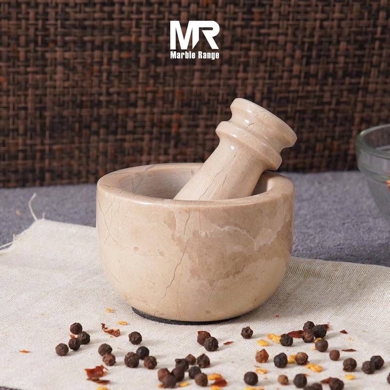MARBLE RANGE Mother’s Day Gift for Her – Elegant Mother’s Day Surprise – Unique Gift for Mom Handmade Verona Marble Mortar and Pestle Set 3.5 Inch Stone Spice Grinder Garlic Herb Crusher Kitchen Cooking Tool - Image 3