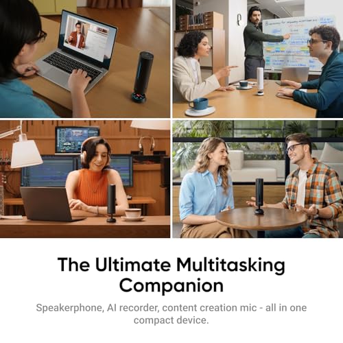 Insta360 Wave AI Conference Speakerphone with Bluetooth, Noise-Canceling Mics, Beamforming, Zoom Certified, AI Transcription & Summary, 32GB Storage for Meetings, Podcasts, Home office and Livestreams - Image 2