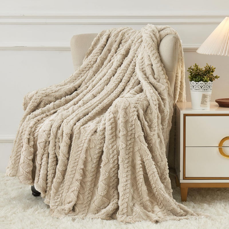 Aganear Fleece Throw Blanket  Cozy Soft Lightweight Fuzzy Throw Blanket for Women Portable Throw Blankets for Couch Warm Present for Birthday Christmas Halloween Housewarming50x60 Khaki