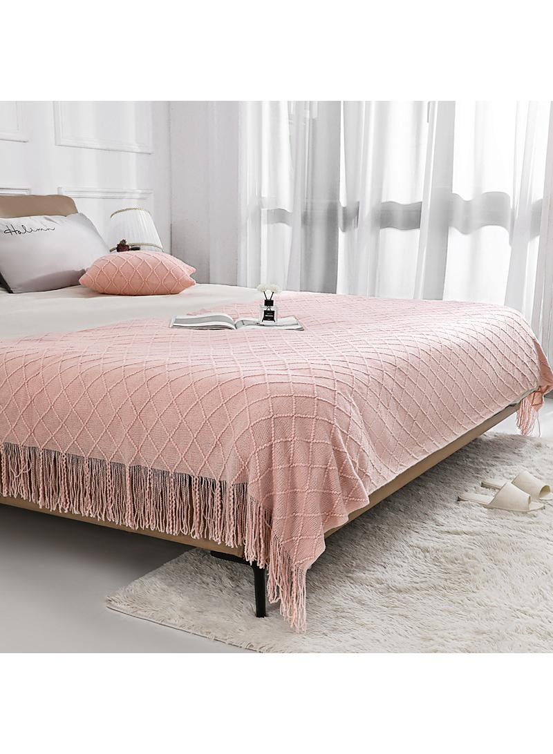 general Vintage Blanket Solid Color Knitted Blanket Sofa Blanket  - Image 1