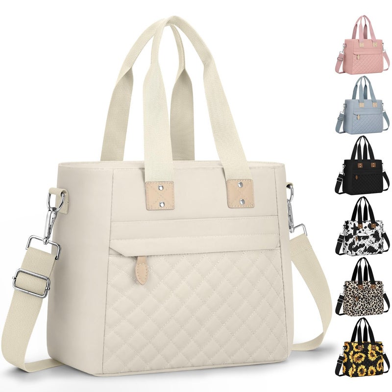 Capolo Insulated Lunch Box for Women & Men - Large Thermal Lunch Bag Women with Removable Shoulder Strap, Reusable Lunch Cooler Tote Bags Purse for Adults Work, Picnic, Hiking, Beach, Travel, Mediumï¼ŒWhite - Image 1