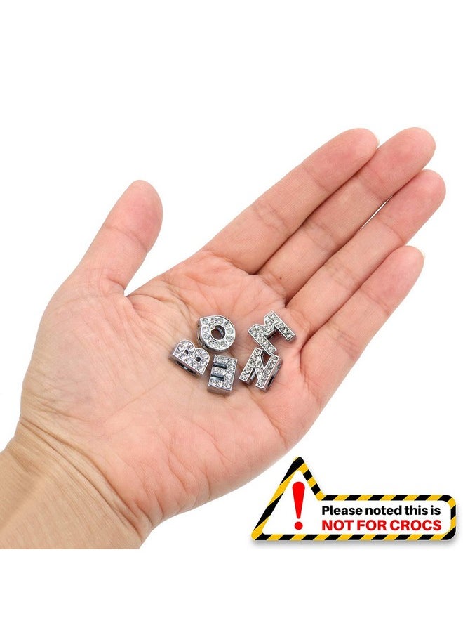 AUEAR - 52 Pack Silver A Z 8Mm Full Rhinestone Slide Crystal Alphabet Alloy Letter Charm For Bracelets Necklace Wristbands Diy Jewelry Making - Image 1