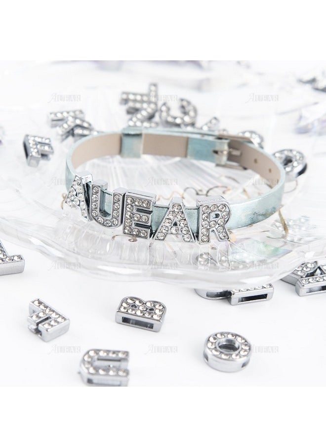 AUEAR - 52 Pack Silver A Z 8Mm Full Rhinestone Slide Crystal Alphabet Alloy Letter Charm For Bracelets Necklace Wristbands Diy Jewelry Making - Image 1
