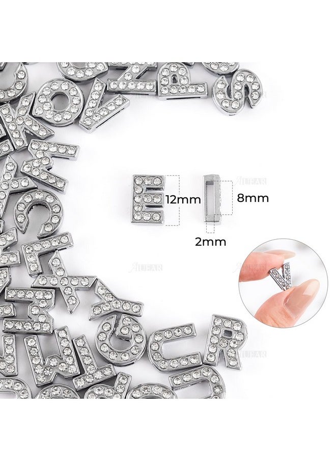 AUEAR - 52 Pack Silver A Z 8Mm Full Rhinestone Slide Crystal Alphabet Alloy Letter Charm For Bracelets Necklace Wristbands Diy Jewelry Making - Image 1