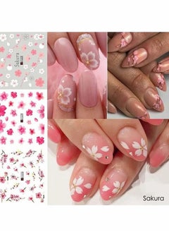 HY 12 Pcs Nail Art Flowers Nail Water Stickers Decals, Pink Cherry Blossoms Tree with Leaves Nail Art Sliders Summer for Watermark Flower Designs Transfer Foil Nail Stickers Manicure Tips Decor  - Image 4