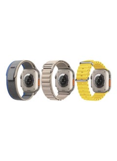 NIBEMINENT 3Pack for Apple Watch Band 49mm 45mm 44mm 42mm Alpine Loop Band, Trail Ocean Compatible with Ultra/8/7/SE/6/5/4/3/2/1 Yellow/Beige/Dark Grey  - Image 1