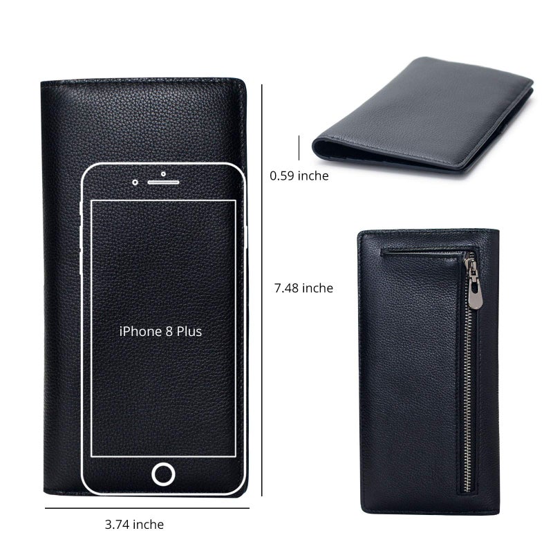 Bveyzi Ultra Slim Thin Leather RFID Blocking Credit Card Holder Bifold Clutch Wallets for Women (Black) - Image 5