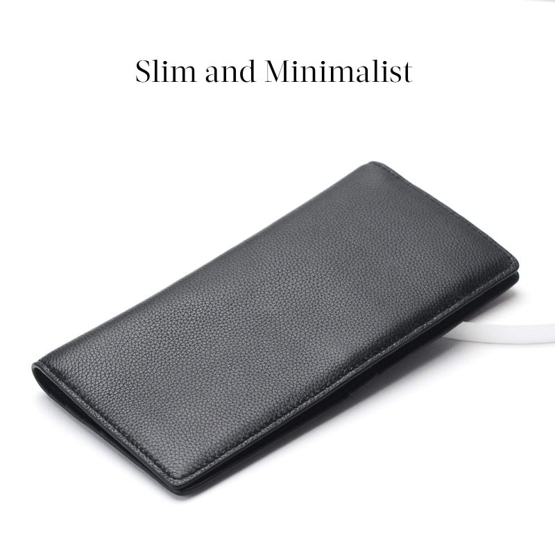 Bveyzi Ultra Slim Thin Leather RFID Blocking Credit Card Holder Bifold Clutch Wallets for Women (Black) - Image 2