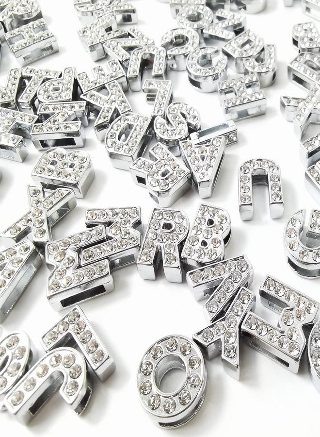 NSBELL 130PCS 8mm Full Rhinestones Slide Alphabet Letters Charms A-Z Alphabet Charms for DIY Necklace Choker Wristbands Bracelets Jewelry Making Charms Supplies, Sliver - Image 3