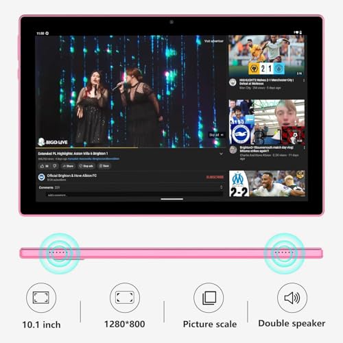 YQSAVIOR Tablet,10.1" Android Tablet with MTK Octa-core Processor 10GB （4GB+6GB Expand） RAM 64GB ROM+1TB Expandable Computer Tablets PC, IPS 1280 * 800 Screen, 2+8MP Dual Camera, WiFi, BT, Pink - Image 2
