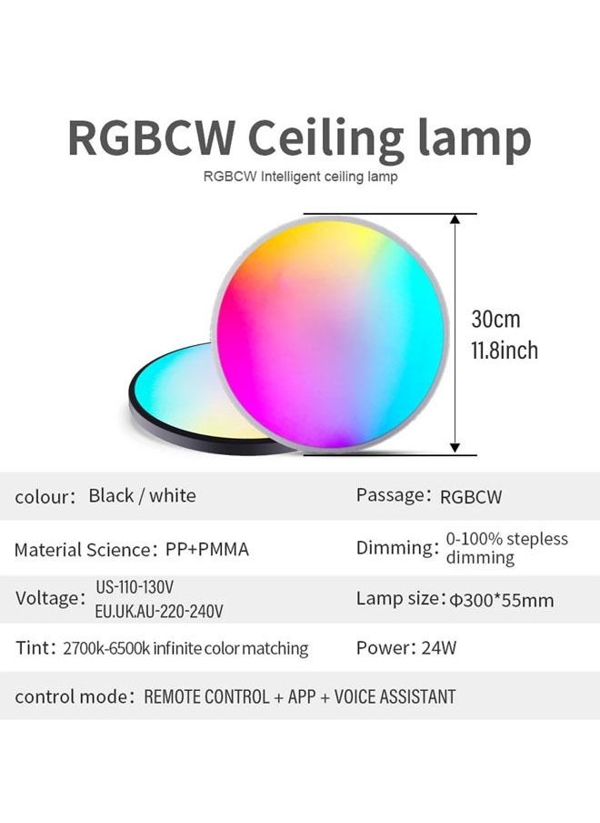 Arabest - Smart Ceiling Light, 12Inch Flush Mount RGB LED Ceiling Lights, Remote Color Changing Ceiling Lamp,2700K-6500K Dimmable - Image 1