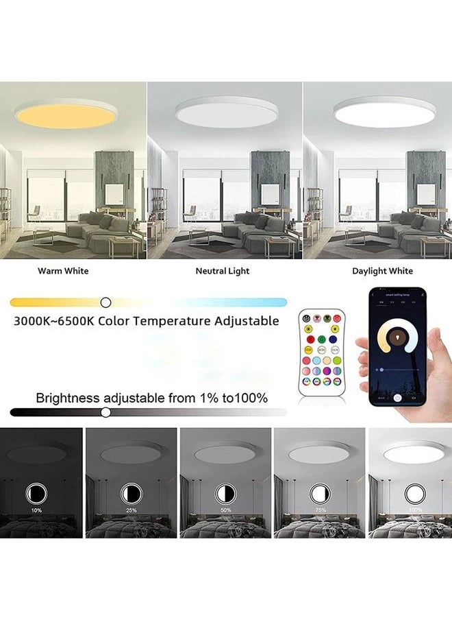 Arabest - Smart Ceiling Light, 12Inch Flush Mount RGB LED Ceiling Lights, Remote Color Changing Ceiling Lamp,2700K-6500K Dimmable - Image 1