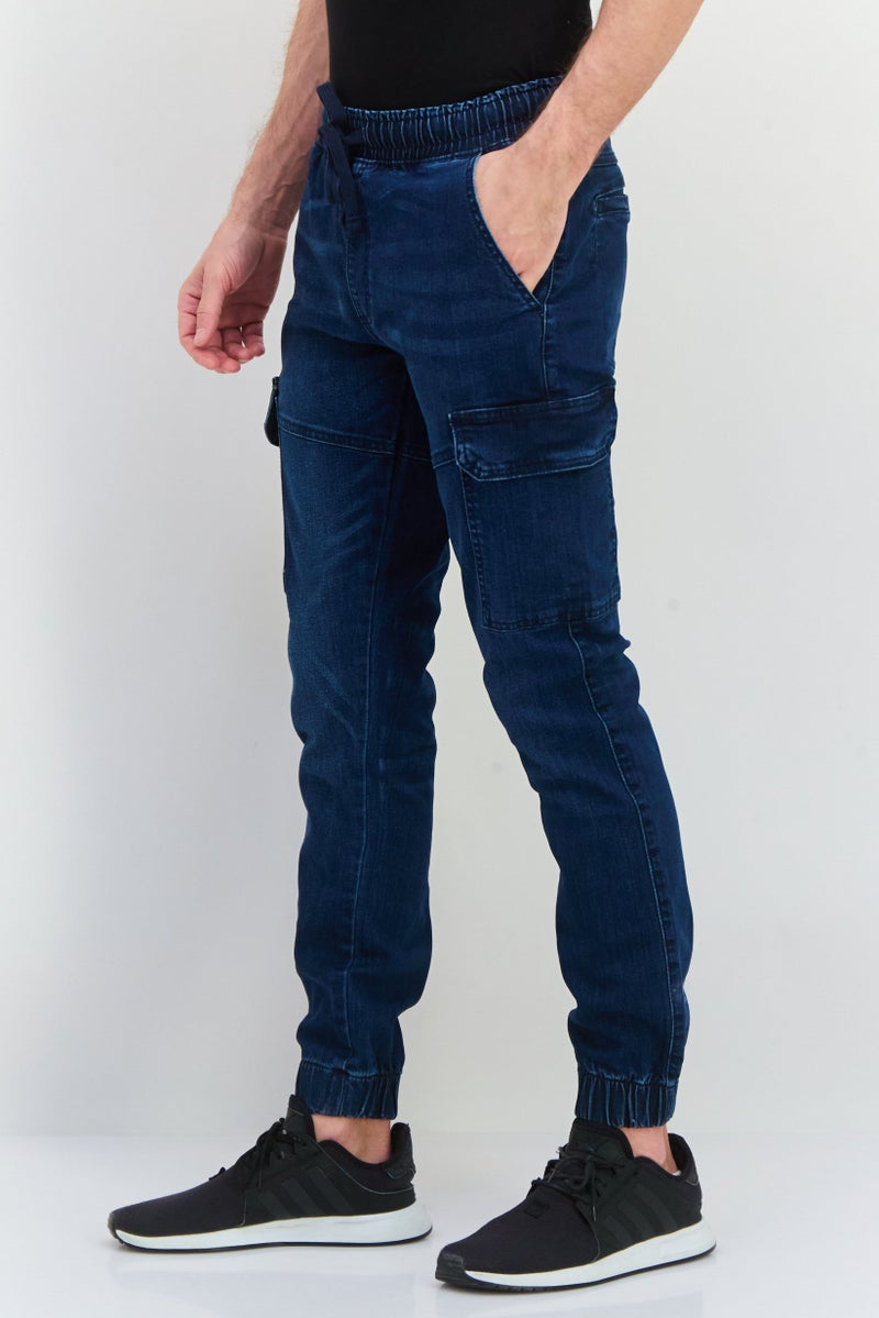 CROSSHATCH بنطال جوجر للرجال بقصة مريحة من الدنيم القابل للتمدد، لون كحلي - Image 4