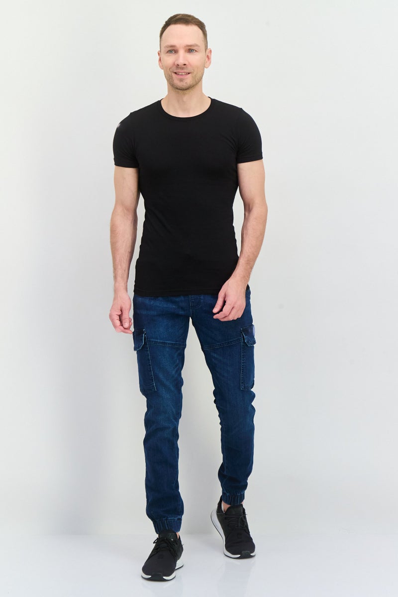 CROSSHATCH بنطال جوجر للرجال بقصة مريحة من الدنيم القابل للتمدد، لون كحلي - Image 3