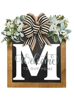 Y&D Welcome Sign Creative Bowknot Letter Wreath In Front Of The Door Outdoor Decoration Props For The Courtyard 30x35CM  - Image 1