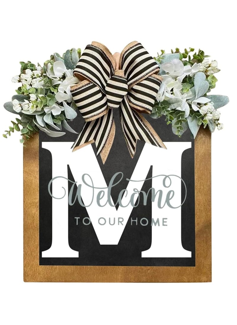 Y&D - Welcome Sign Creative Bowknot Letter Wreath In Front Of The Door Outdoor Decoration Props For The Courtyard 30x35CM - Image 1