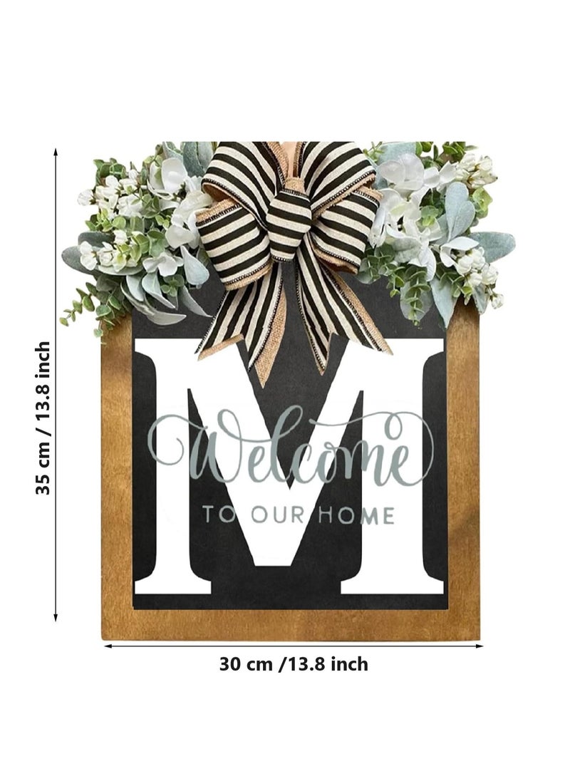 Y&D - Welcome Sign Creative Bowknot Letter Wreath In Front Of The Door Outdoor Decoration Props For The Courtyard 30x35CM - Image 1