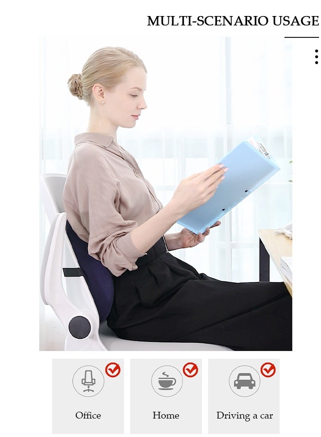 DUNISO Adjustable Lumbar Support Pillow Improve Lower Back PainRelief and Sitting Posture Adjustable Slider Ergonomic Memory Foam Back Cushion for Long Sitting for Office Chair Car Plane - Image 2
