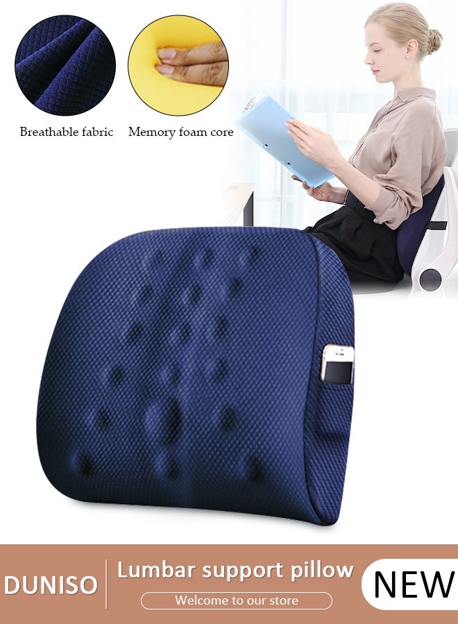 DUNISO Adjustable Lumbar Support Pillow Improve Lower Back PainRelief and Sitting Posture Adjustable Slider Ergonomic Memory Foam Back Cushion for Long Sitting for Office Chair Car Plane - Image 1