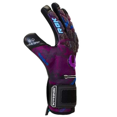 Renegade GK Limited Edition Rogue Shock Wave Goalie Gloves with Finger Spines 4mm Giga Grip Purple Blue Soccer Goalkeeper Gloves Size 7 Youth Neg Cut Level 4 - Image 3