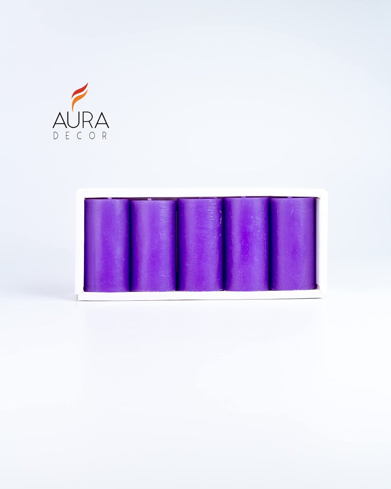 AURA DECOR AuraDecor Set of 5 Fragrance Pillar Candle || Long Burning || Aroma Candle || Gift Set || Candle Pillar Set (Lavender) - Image 5