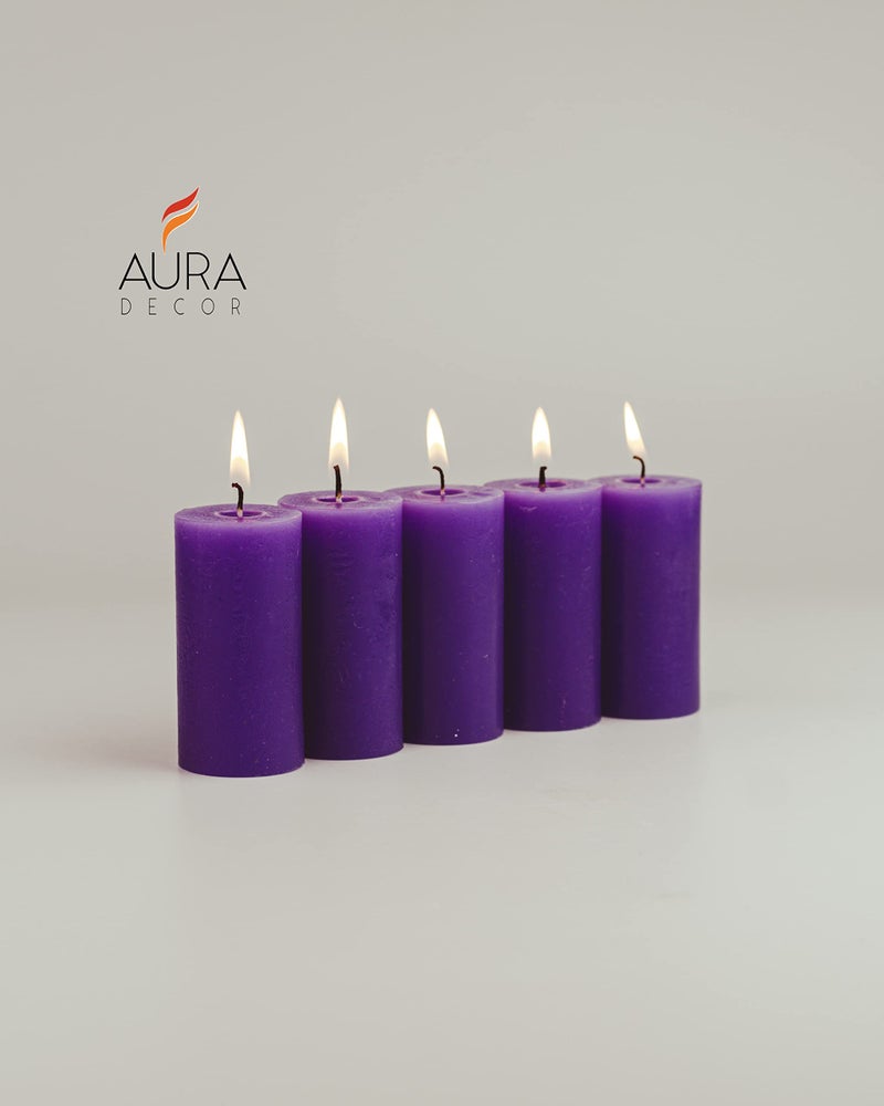 AURA DECOR AuraDecor Set of 5 Fragrance Pillar Candle || Long Burning || Aroma Candle || Gift Set || Candle Pillar Set (Lavender) - Image 3