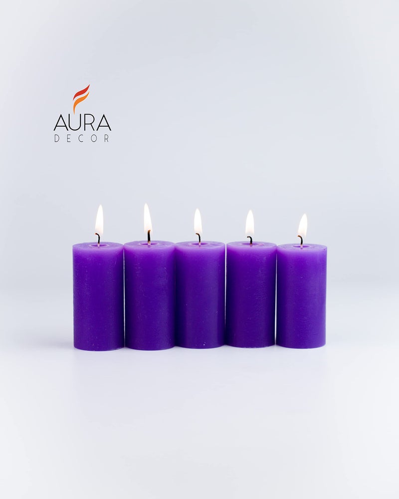 AURA DECOR AuraDecor Set of 5 Fragrance Pillar Candle || Long Burning || Aroma Candle || Gift Set || Candle Pillar Set (Lavender) - Image 4