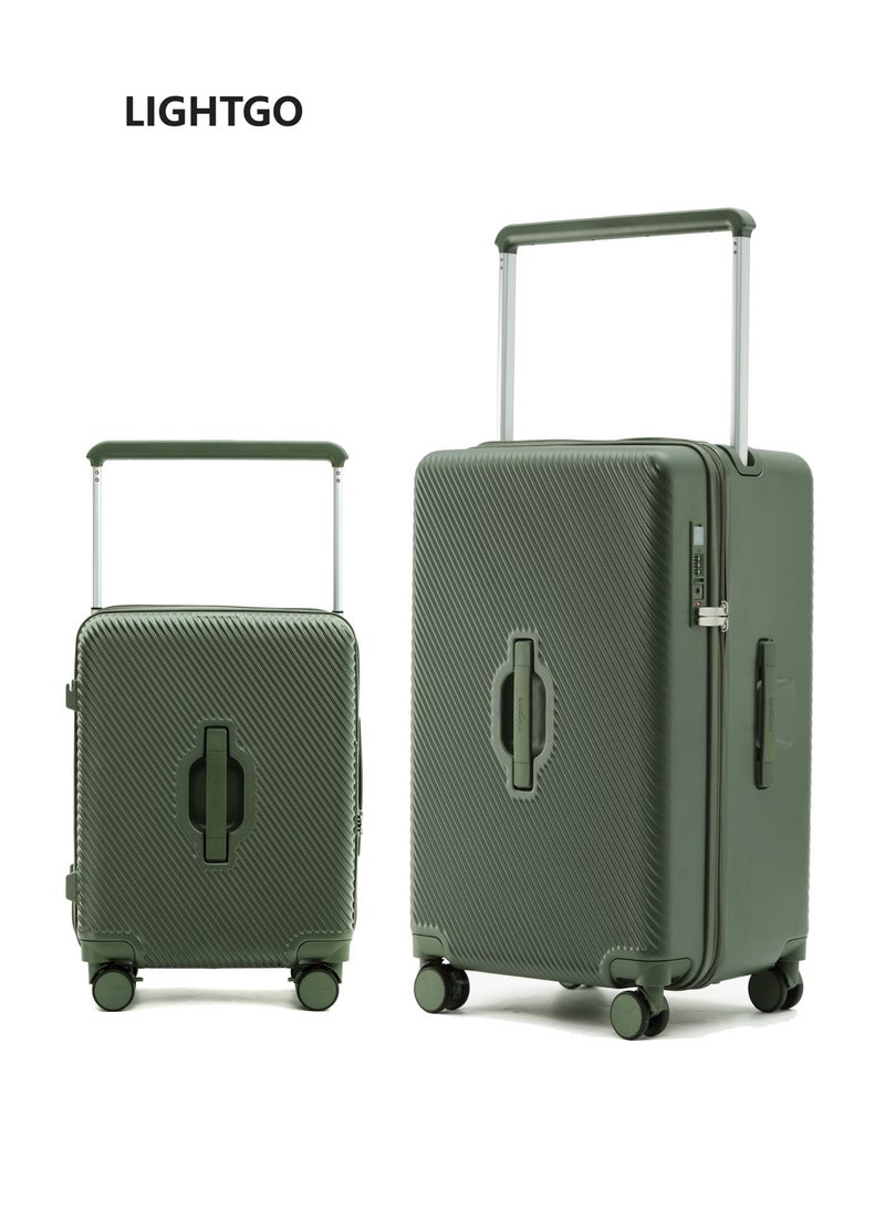 LIGHTGO 7655 20 inch + 28inch suitcase set 2pcs , 28 inch with Expandable，with approved TSA lock，PC trunk check in spinner luggage ，Green color - Image 1