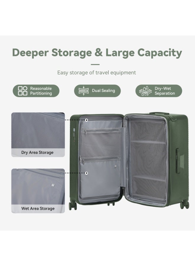 LIGHTGO 7655 20 inch + 28inch suitcase set 2pcs , 28 inch with Expandable，with approved TSA lock，PC trunk check in spinner luggage ，Green color - Image 4