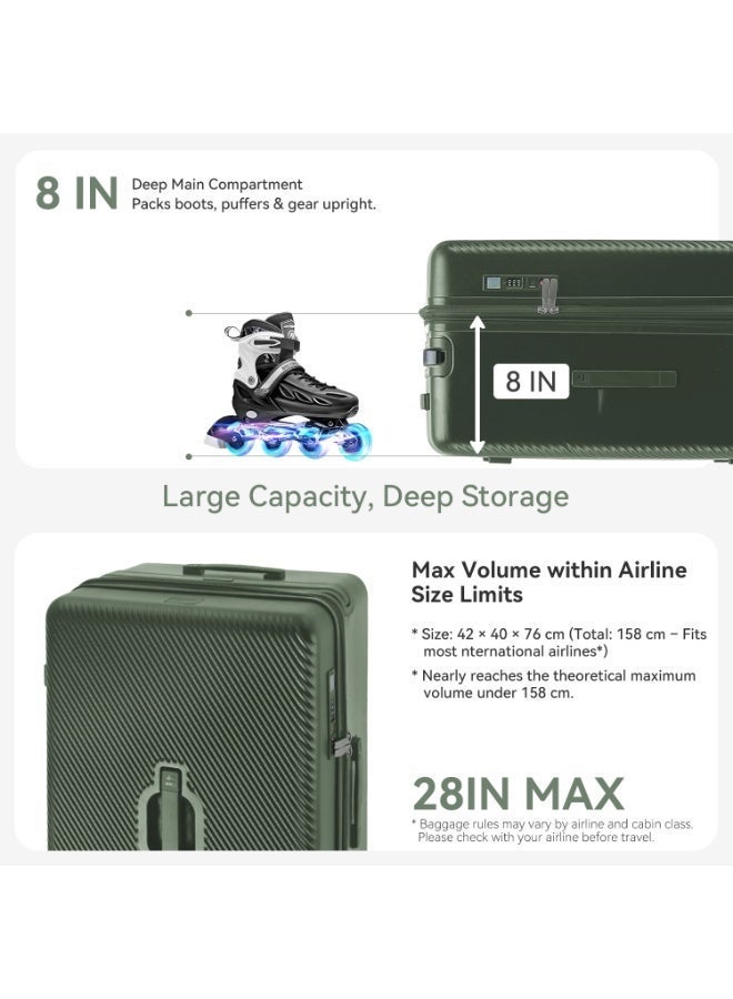 LIGHTGO 7655 20 inch + 28inch suitcase set 2pcs , 28 inch with Expandable，with approved TSA lock，PC trunk check in spinner luggage ，Green color - Image 3